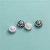 Cuentas de girasol de plata esterlina S925, cuentas sueltas redondas, accesorios DIY, pulsera de perlas hecha a mano, cadena de clavícula, joyería con cuentas