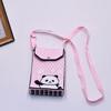 Bolso para teléfono móvil de estilo coreano con diseño de panda pequeño, bandolera de punto, bolso de mano con solapa, bolso informal para salir