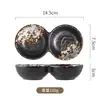 Plato para Salsa Dip Estilo Japonés Transfronterizo, Plato Comercial de Dos Compartimentos para Platos Fríos, Barbacoa, Hot Pot, Salsa Seca, Cuenco para Salsa Doméstico, Plato para Condimentos, Comercio Exterior