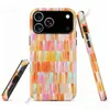 Funda de Teléfono Vertical a Rayas Cuadros Macarrón Acuarela para Apple 18Pm, Funda con Película Magnética Estilo Fresco Pintado a Mano para iPhone 17