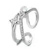 Anillo Abierto de Doble Capa de Alto Nivel Estilo Minimalista para Mujer, Diseño Único de Estrella, Anillo Simple Ajustable para Dedo Índice