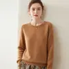 Suéter de cachemira cuello redondo mujer cachemira engrosado color liso suelto ajuste slim suéter tejido suéter básico manga larga