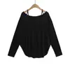8006-25 Primavera Novo Estilo Europeu e Americano Street Style Design Curvo Solto Casual Ombro a Ombro Alça Camiseta de Manga Longa