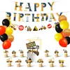Conjunto de Decoração de Festa de Aniversário Temático de Veículos de Construção Novo Desenho Animado Transfronteiriço com Banners, Toppers de Bolo, Balões e Decorações de Mesa