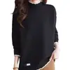 Suéter de punto para mujer con cuello medio, estilo nuevo otoño e invierno, corte holgado, bloques de color, jersey de punto base a la moda