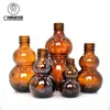 Botella de Vidrio Marrón con Forma de Calabaza y Bola Rodante de Acero para Aceites Esenciales, Color Té, Opaca, Masaje, Producto Nuevo, Rellenable, Vacía