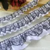 Varios Accesorios de Encaje Negro Satén Plisado con Ribete de Encaje, Accesorios para el Cabello, Cintas para Abanico, Materiales Decorativos Hechos a Mano para Manualidades
