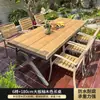 Venta al por mayor de fábrica Mesas y Sillas de Plástico y Madera Muebles de Jardín para Hotel B&B Patio Exterior Mesas y Sillas de Comedor de Madera Resistentes a la Corrosión Mesas y Sillas de Exterior