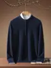 Nueva Colección Otoño/Invierno 2026: Suéter de Cachemira 100% Pura para Hombre con Cuello Redondo y Detalle de Botones, Diseño Falso de Dos Piezas, Corte Holgado, Tallas Grandes