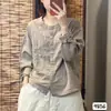 Camisa de Manga Larga Estilo Artístico Otoño 2026 para Mujer, Corte Holgado, Cuello Redondo, Cárdigan de Botones de Gasa de Algodón de Doble Capa y Lino
