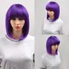 Moda Europea y Americana Casco Bobo para Mujer Multicolor Cabello Corto de Estudiante con Flequillo Seda de Alta Temperatura Casco para Niñas Peluca
