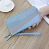 Billetera Larga para Mujer Estilo 2026 con Doble Cremallera, Estilo Coreano Bloques de Color Portamonedas de Gran Capacidad Bolso