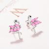 Versión coreana de aretes de circonio de flamenco de viento simple para mujer aretes fabricantes aretes al por mayor