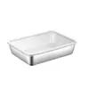 Plato Cuadrado de Acero Inoxidable con Tapa, Caja de Almacenamiento Rectangular, Plato para Ensalada, Charola para Hornear, Plato para Conservación, Plato para Preparación, Plato Cuadrado Multifuncional