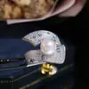 Acessórios DIY Prata Esterlina S925 Anel de Pérola Luxuoso Exquisitamente Trabalhado Montagem Aberta Elegante 8-12