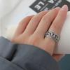 Anillo de mantra de seis palabras retro con personalidad original en plata esterlina S925 para hombres y mujeres, anillo abierto hueco con mantra Xiangyun Daming de ancho