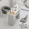 Conjunto multifuncional de mesa e cadeira para manicure estilo creme, preço especial, estação de manicure econômica de madeira maciça para uma/duas pessoas com aspirador