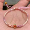 Fresa Dulce Fresca~Nuevo Estilo Chino Esmalte Pulsera de Fresa Linda Estilo Dulce Versátil Femenina Pulsera Trenzada de Capas Pulsera de Hilo Accesorios