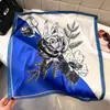Pañuelo de Seda Floral Vintage Estilo Boceto para Mujer, Pañuelo Cuadrado de Seda de Imitación con Bloques de Color, Delgado y Versátil para Primavera y Verano, Se Puede Usar como Bufanda para el Cuello o Lazo para el Cabello