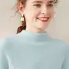Suéter de Cachemira Grueso de Doble Hilo para Otoño e Invierno, Cuello Alto Medio, Moda Suelto, Cálido, Talla Grande, Camiseta de Punto Versátil para Usar Debajo