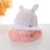 Sombrero de pescador fino de verano con conejito bordado, de ala grande, con protección solar para bebé, transpirable, súper lindo, para niña