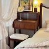 Tocador de Madera Maciza de Fresno Estilo Francés de Mediados de Siglo Tocador Mini Pequeño para Dormitorio Pequeño Tocador Integrado