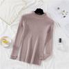Suéter de Cuello Alto Medio de Punto de Manga Larga para Mujer, Ajustado, Otoño/Invierno 2023, Camisa Básica Tejida de Oreja de Madera