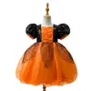 Vestido novo para meninas transfronteiriço, fantasia de Halloween, vestido de cosplay, design de teia de aranha, mangas bufantes, vestido de princesa