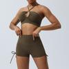 Primavera e Verão novo nude quick-drying yoga terno oco alça fina beleza costas fitness roupas cordão quadril lifting esportes três calças