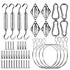 Accesorios para Vela de Sombra Red de Sombra Triangular de Cuatro Esquinas Acero Inoxidable 304 Hebilla de Puerta Diamante Gancho de Resorte Kit de Cable de Acero