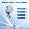Regadera de Iones Negativos de Tres Velocidades Filtrada a Presión, Cabezal de Ducha Manual de Ahorro de Agua Tipo Spa, Anillo de Aluminio, Cabezal de Ducha con Anillo de Acero Inoxidable