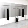 Nueva Tienda de Ropa Estante de Exhibición de Acero Inoxidable Plateado Colgador de Ropa Montado en Pared y Lateral Estantes de Exhibición para Tienda de Ropa de Hombre y Mujer