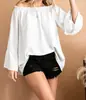2026 Novo Produto Transfronteiriço Amazon Europeu e Americano Comércio Exterior Feminino Casual Ombro a Ombro Solto Manga Longa Manga Sino Camiseta Feminina