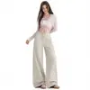 Jeans casuales de pierna ancha de alta gama, color naranja liso, para jóvenes y mujeres, corte holgado, adelgazantes, favorecedores, versátiles, de pierna recta