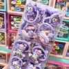 Lindo y Juguetón Grande Morado Kuromi Dibujo Animado Niños Coleta Lazo para el Cabello de Moda Genial Infantil Banda Elástica para el Cabello