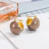 Serie de Color Café Caramelo Pendientes Redondos de Bola para Mujer 2022 Nuevos Pendientes de Moda Otoño de Gama Alta Pendientes Retro Elegantes de Otoño e Invierno