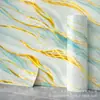 Adesivos de parede autoadesivos IXPE transfronteiriços, apresentando uma cor verde-água com linhas diagonais douradas, papel de parede brilhante para renovação, disponível em rolos para atacado