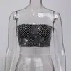 YYF2026 Nuevo top de rejilla con pedrería para Amazon europeo y americano, top corto de mujer con purpurina de pedrería para festival de música electrónica de verano