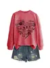 Amazon eBay sitio independiente casual de moda personalizada para mujer estampado de corazón otoño e invierno nuevo sudadera de cuello redondo de manga larga