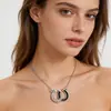 Collar Colgante de Herradura Doble con Forma de U, Blanco y Negro con Diamantes, Estilo Europeo y Americano, Ecológico, Cadena para Clavícula de Moda Creativa de Lujo Ligero
