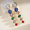 Pendientes colgantes de rombos con borlas tachonados de diamantes de aguja de plata transfronterizos europeos y americanos, pendientes exquisitos y de moda, pendientes versátiles y elegantes al por mayor