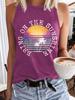 Camiseta sin mangas con estampado costero de AliExpress y Amazon, gran oferta, para primavera y verano, cuello redondo, chaleco de comercio exterior para mujer.
