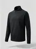 Sudadera deportiva de manga larga para hombre, nueva para otoño e invierno, con cuello alto, media cremallera, forro polar, alta elasticidad, para exteriores, senderismo, fitness