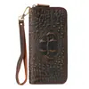 1179 Bolso de Cuero para Hombre, Cartera de Mano de Piel de Vaca para Hombre, Billetera de Piel Genuina Repujada, Portatarjetas Largo de Mano, Grande