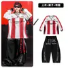 Ropa de Street Dance para Niños Ropa Hip Hop de Moda para Niños Rayas Rojas y Blancas 03 Conjunto de Ropa de Baile Traje de Presentación para Niñas Niños