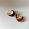 Pendientes de metal de resina irregulares, simples, retro, de aguja plateada de Corea del Sur, para mujer, elegantes, combinables con todo, estilo frío
