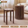 Novo Banquinho Jenga Estilo Chinês Pequena Mesa de Chá Doméstica Banquinho Redondo Empilhável Banquinho de Mesa de Jantar Moderna Banquinho de Madeira Maciça