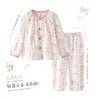 Pijama para niñas, colección primavera y otoño, de manga larga, con estampado de nubes, algodón fino, nuevo estilo de otoño, para niñas de talla mediana y grande, ropa de estar por casa moderna