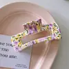 Pinza de Garra Linda Estilo Coreano con Estampado Floral para la Parte Trasera de la Cabeza, Pinza de Tiburón Fresca Accesorio Versátil para el Cabello Dopamina