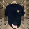 Camiseta Masculina Tendência de Luxo Manga Curta Verão 2025 Novo Estilo Ins Solta Fina Gola Redonda Algodão Puro Top Fresco Tee